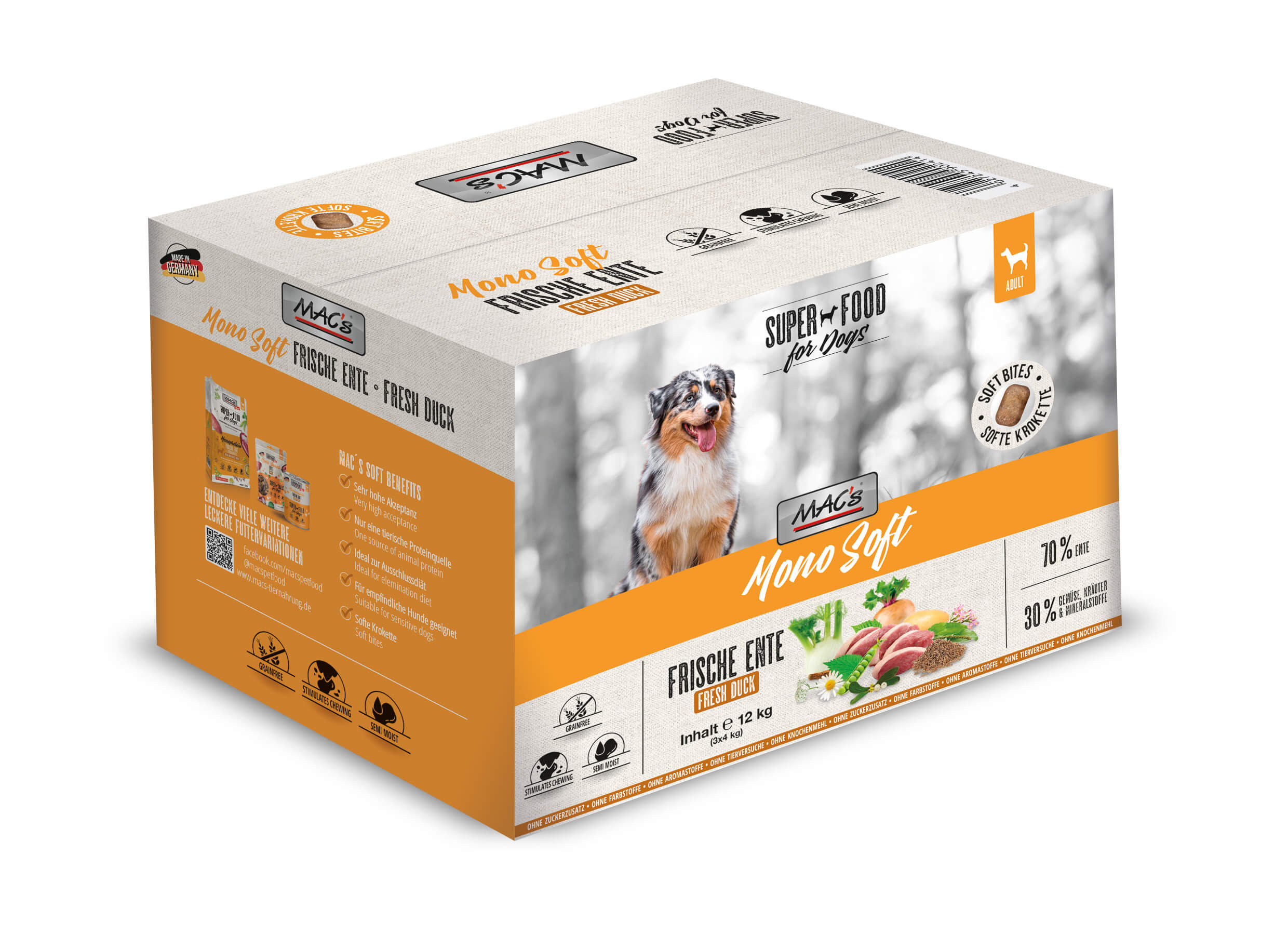 MAC's Dog Mono Soft - Frische Ente 3x4kg