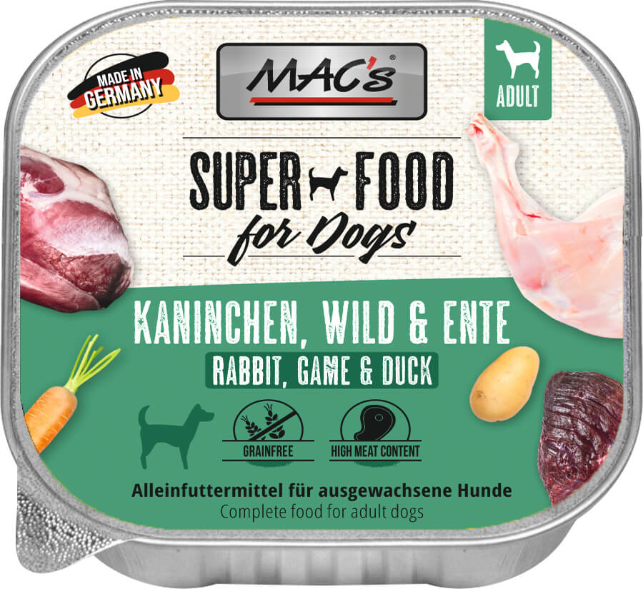 MAC's Dog Schale Kaninchen, Wild & Ente 150g MAC's Dog Schale Kaninchen, Wild & Ente 150g