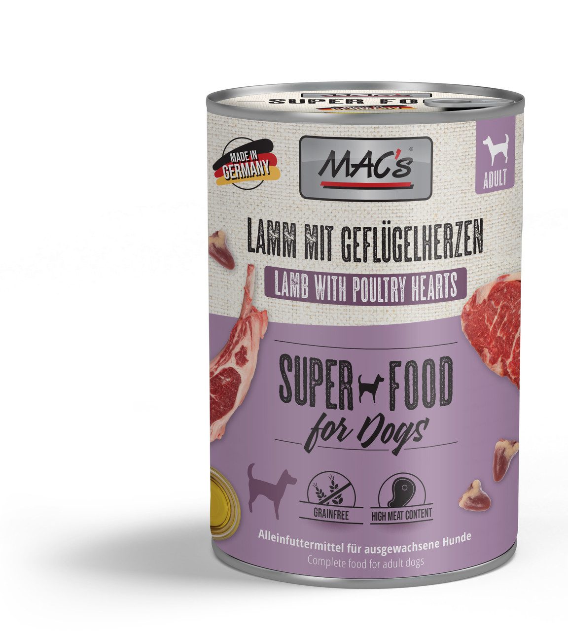 MAC's Dog Lamm mit Geflügelherzen 400g MAC's Dog Lamm mit Geflügelherzen 400g