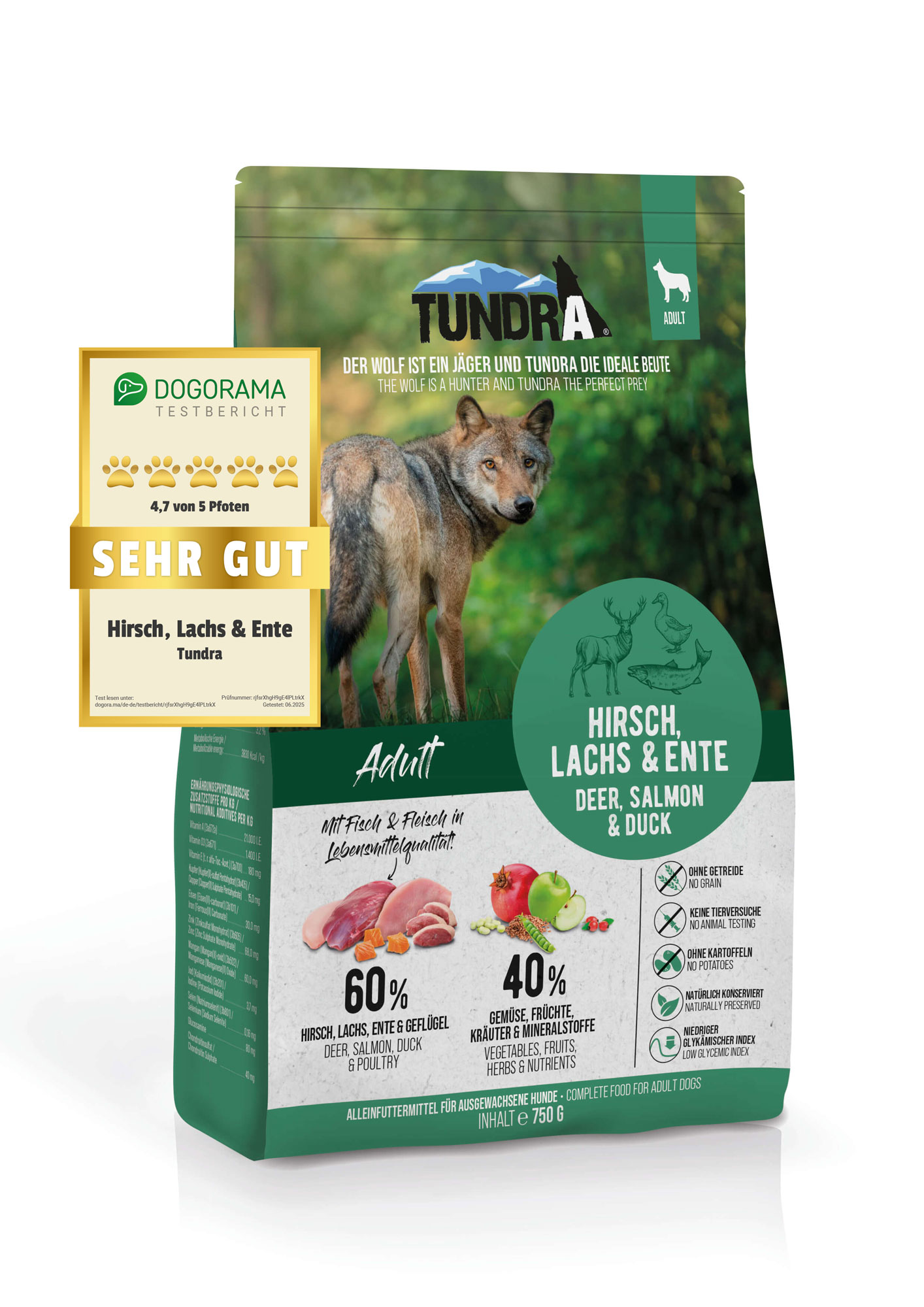 Tundra Dog Hirsch, Lachs & Ente 750g