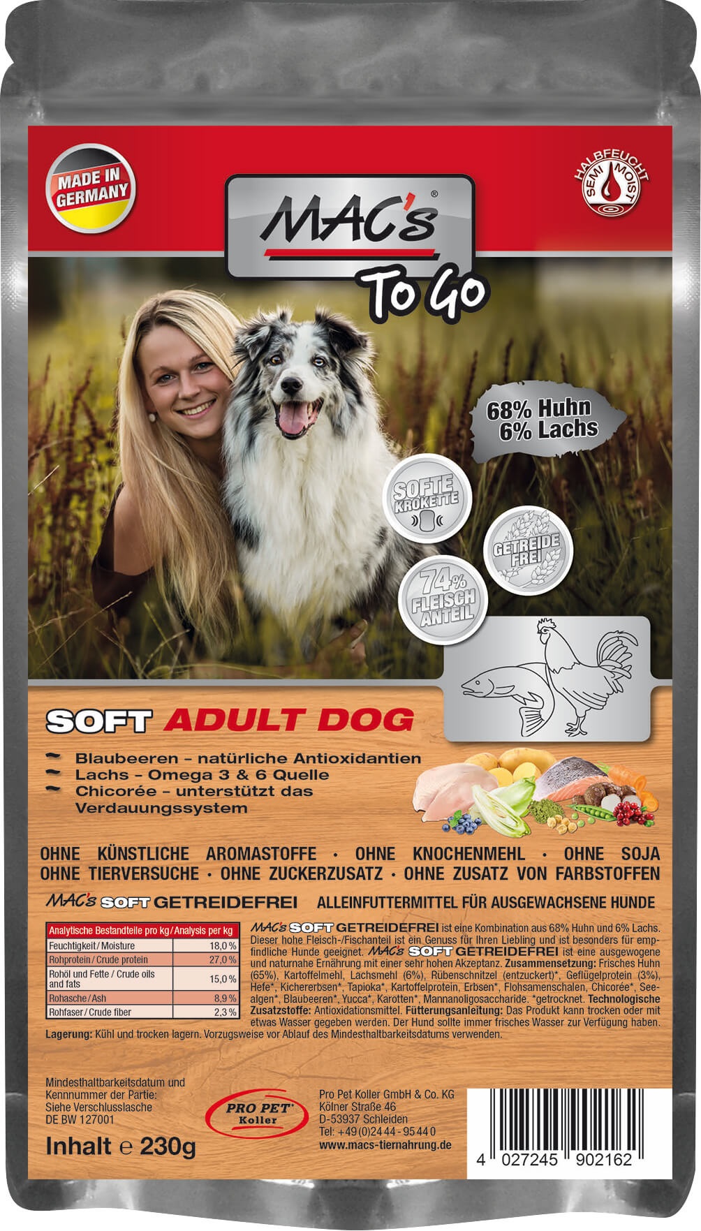 MAC's Dog Soft "to go" Huhn & Lachs 230g