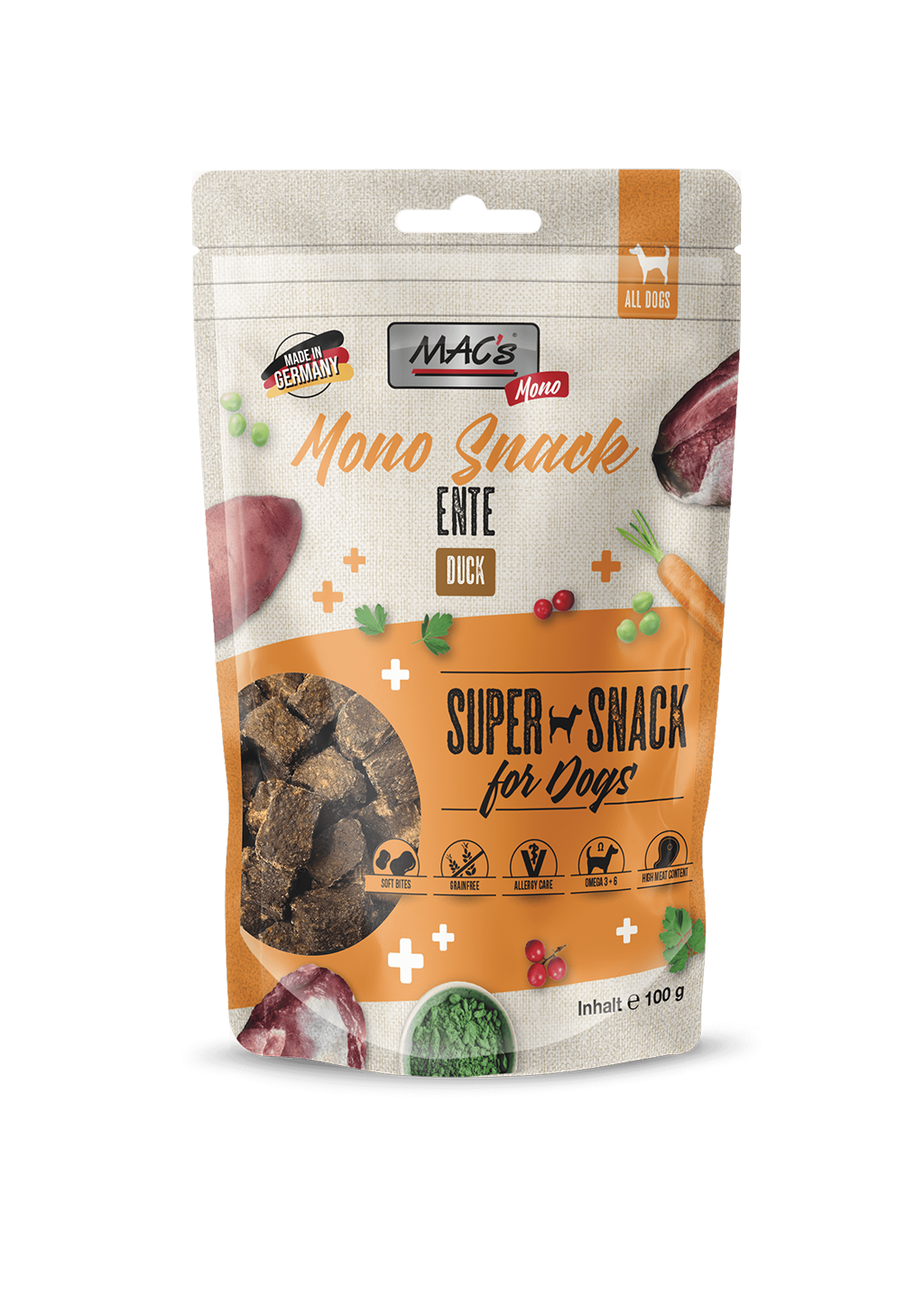GRATIS MAC's Dog Mono Snack Ente 100g