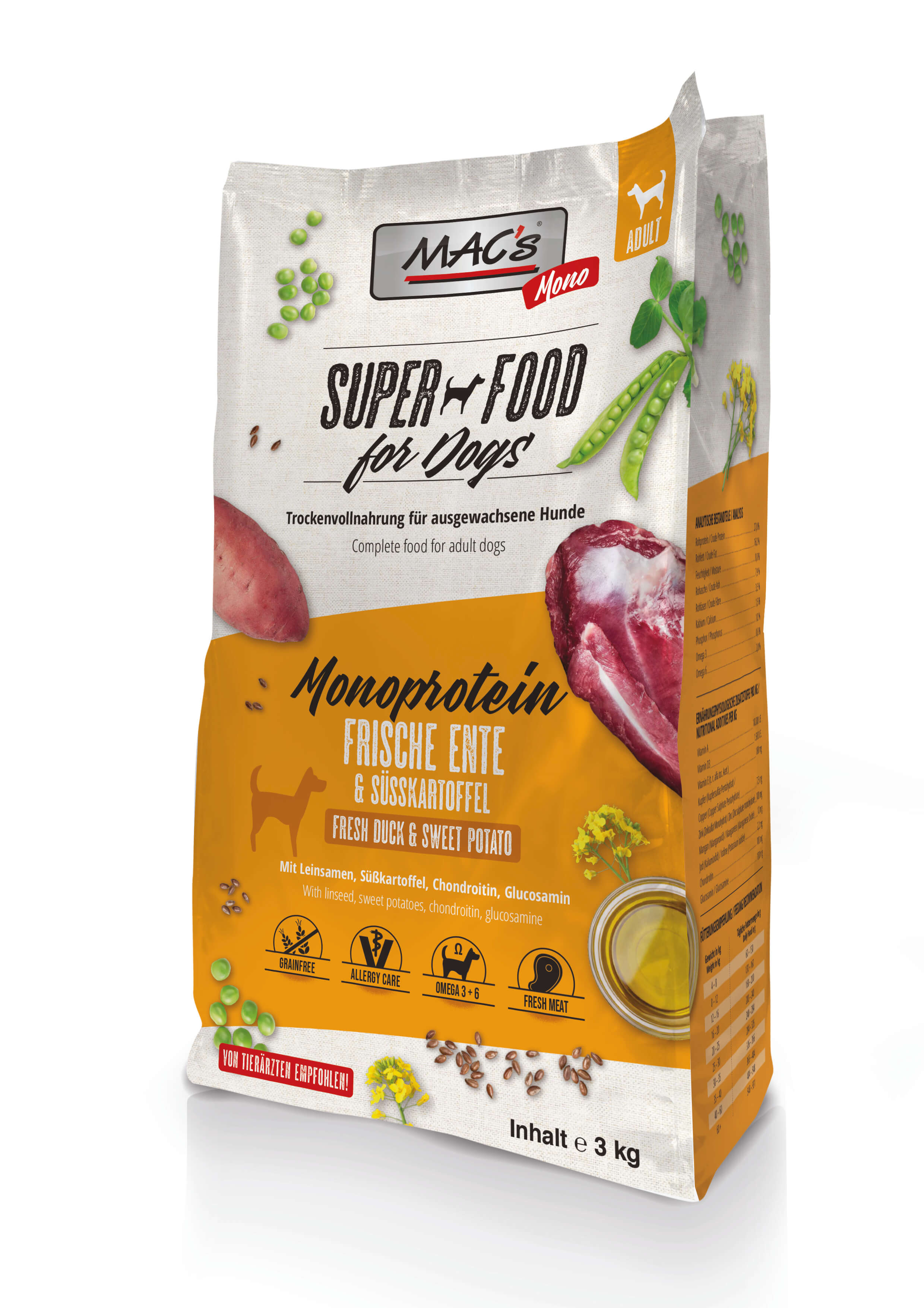 MAC's Dog Mono frische Ente 3kg MAC's Dog Mono frische Ente 3kg