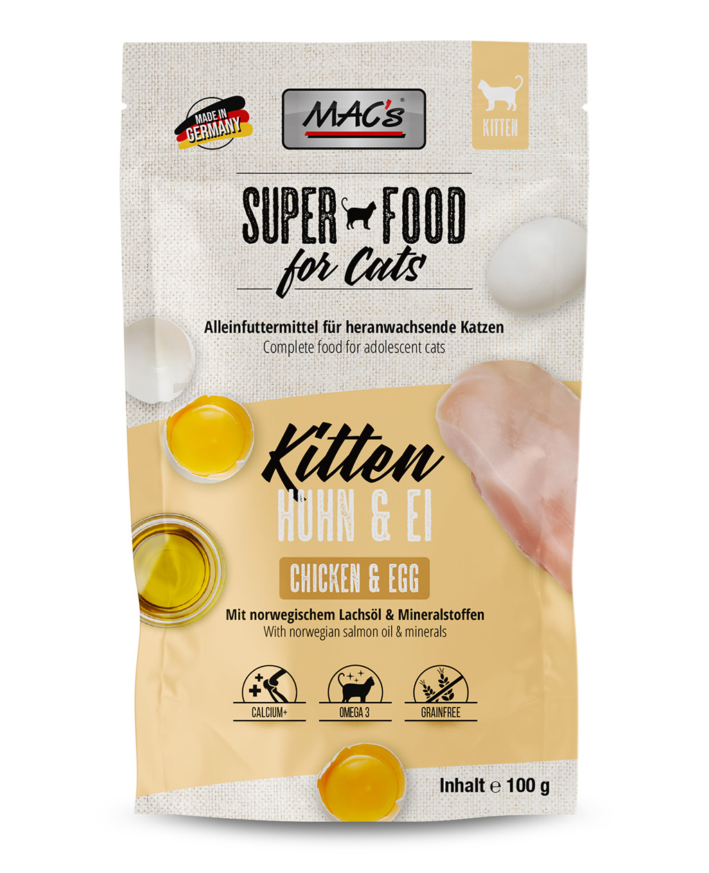MAC's Cat Pouchpack Kitten Huhn & Ei 100g