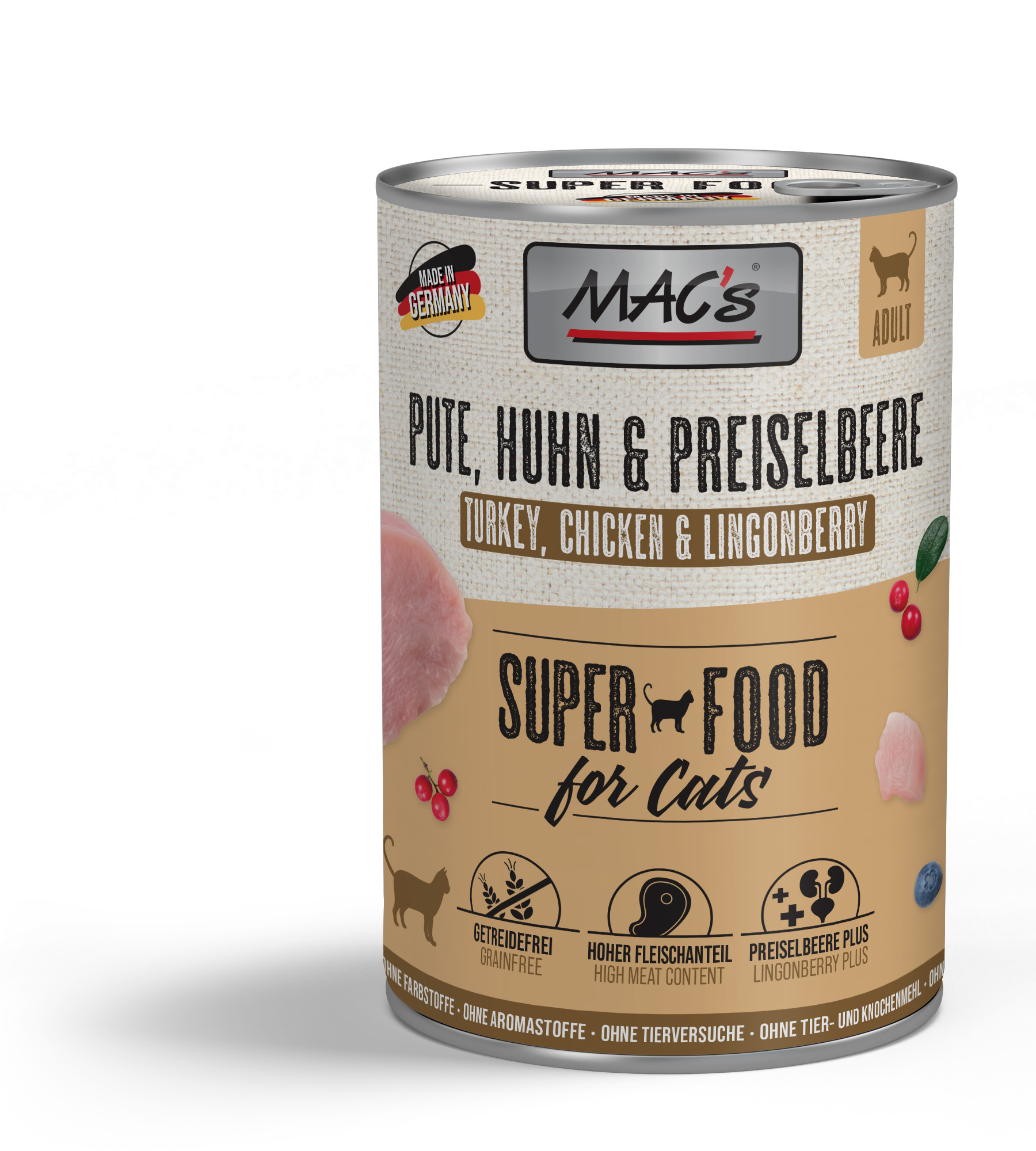 MAC's Cat Pute, Huhn & Preiselbeeren 400g MAC's Cat Pute, Huhn & Preiselbeeren 400g