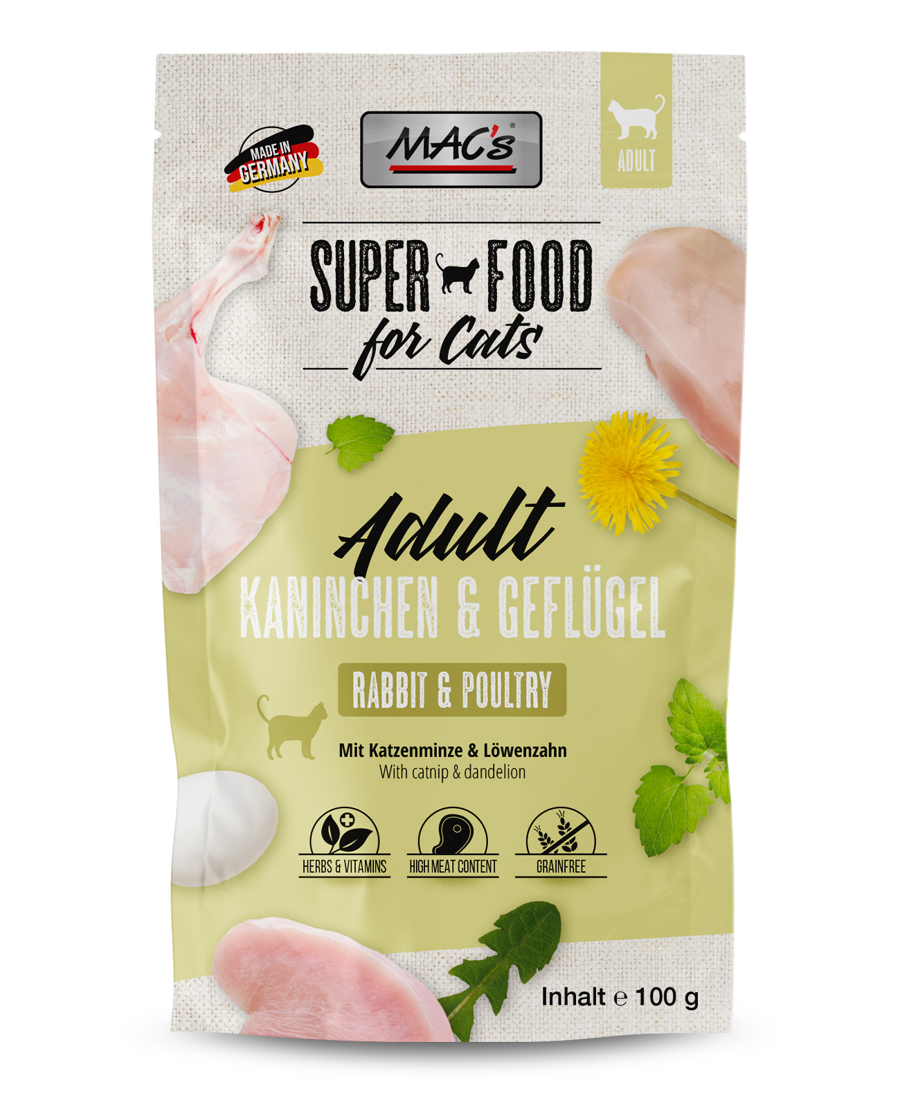 MAC's Cat Pouchpack Kaninchen & Geflügel 100g