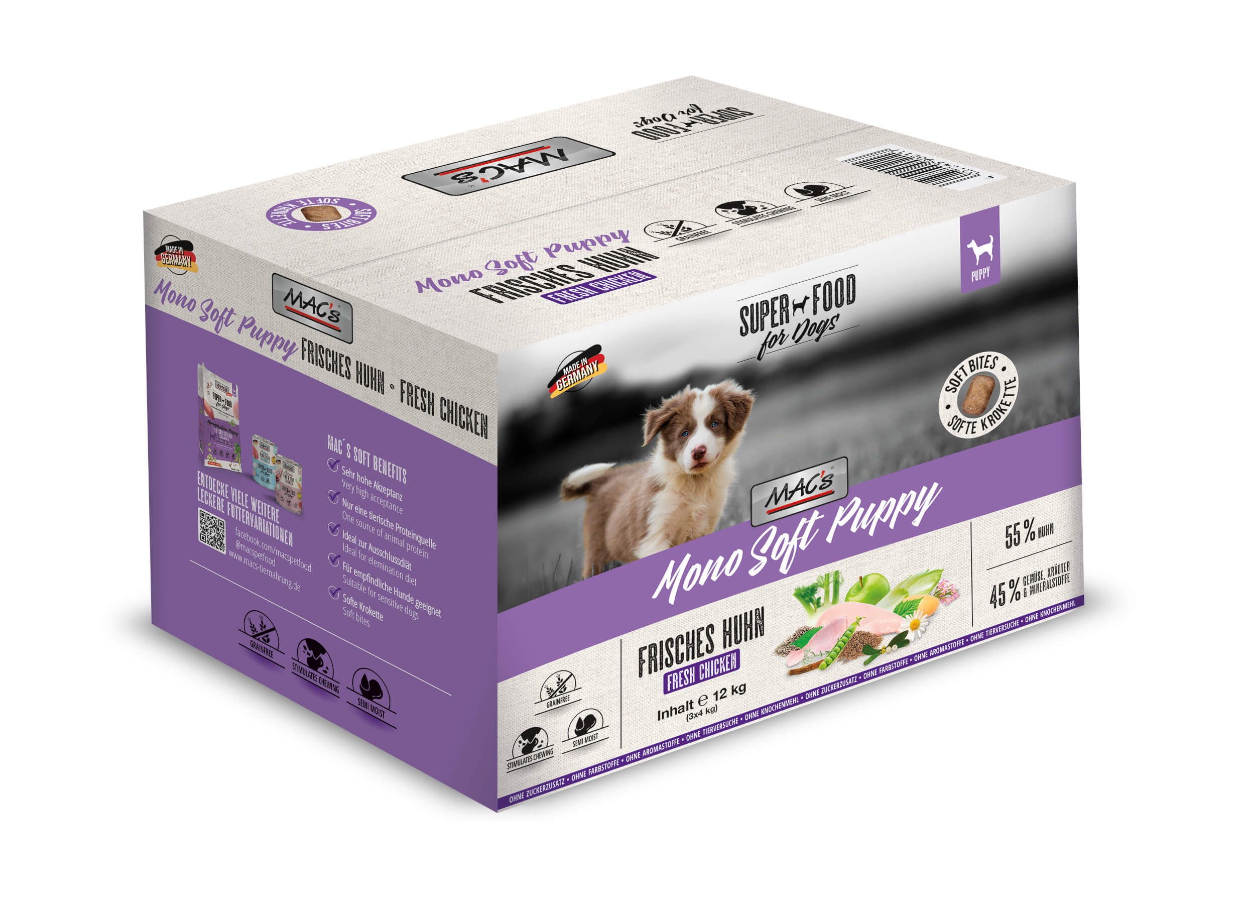 MAC's Dog Mono Soft Puppy - Frisches Huhn 3x4kg