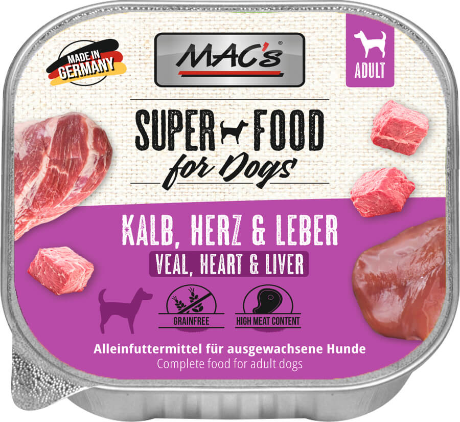 MAC's Dog Schale Kalb, Herz & Leber 150g MAC's Dog Schale Kalb, Herz & Leber 150g