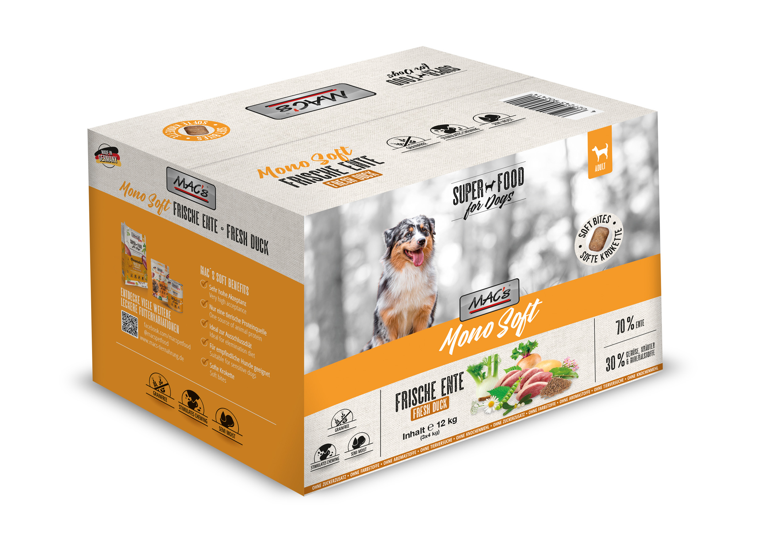 MAC's Dog Mono Soft - Frische Ente 3x4kg