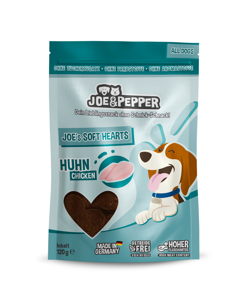 Joe & Pepper Dog Snack Soft Hearts Huhn 120g *NEU*
