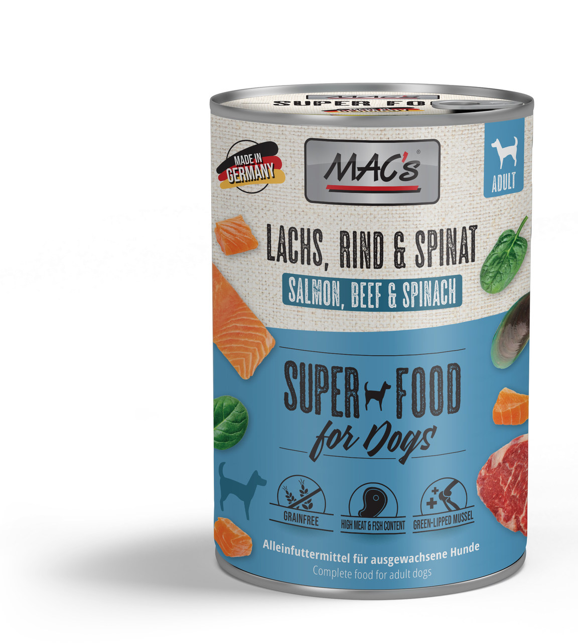 MAC's Dog Lachs, Rind & Spinat 400g