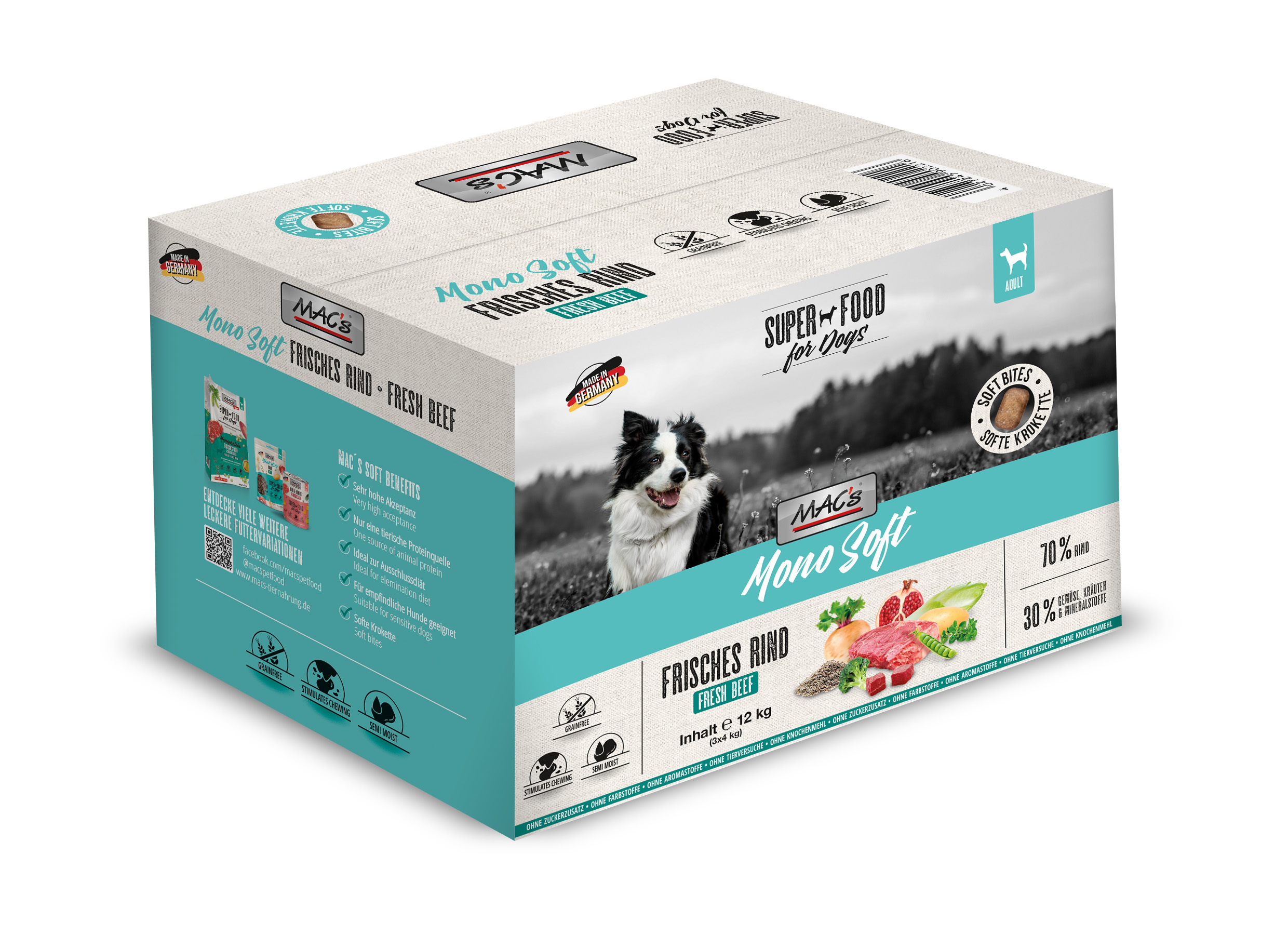 MAC's Dog Mono Soft - Frisches Rind 3x4kg
