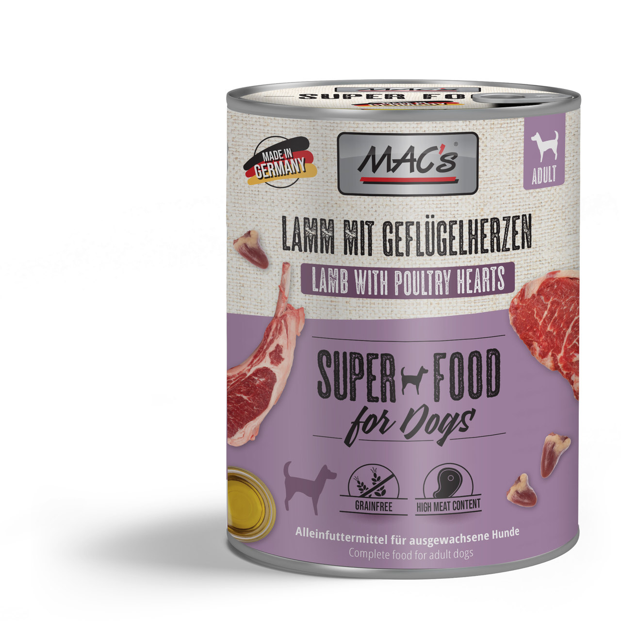 MAC's Dog Lamm mit Geflügelherzen 800g MAC's Dog Lamm mit Geflügelherzen 800g