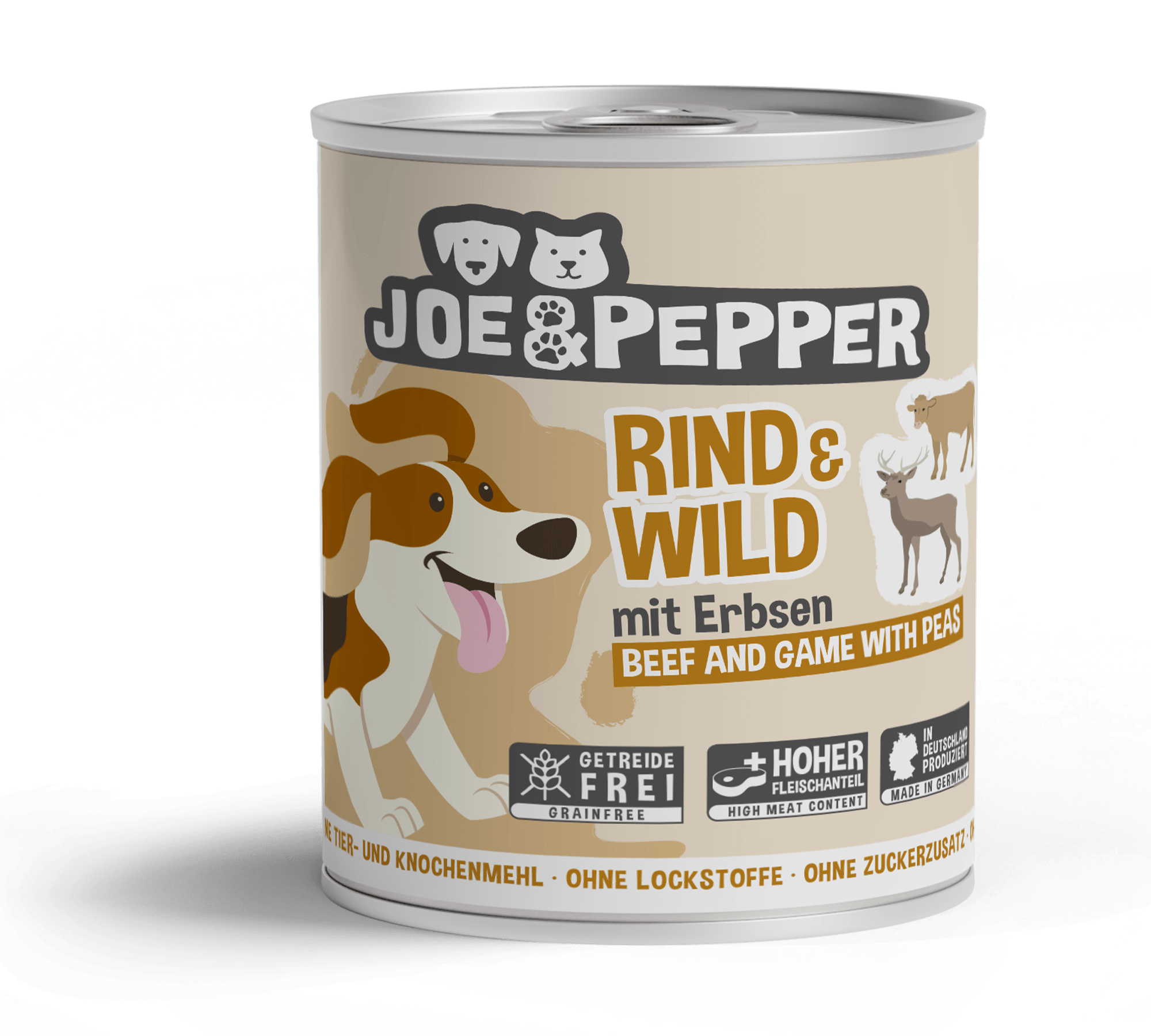 Joe & Pepper Dog Rind & Wild mit Erbsen 800g