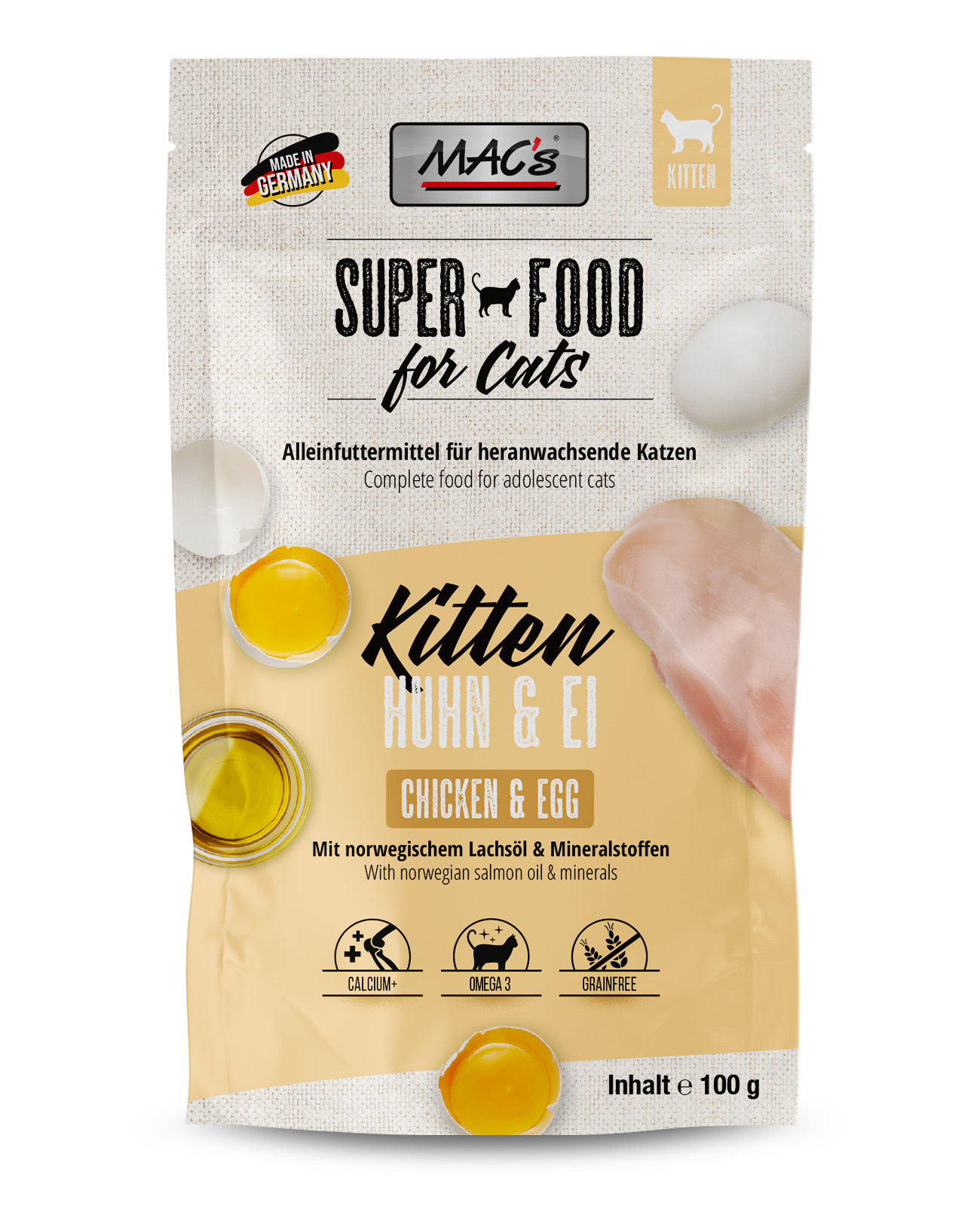 MAC's Cat Pouchpack Kitten Huhn & Ei 100g