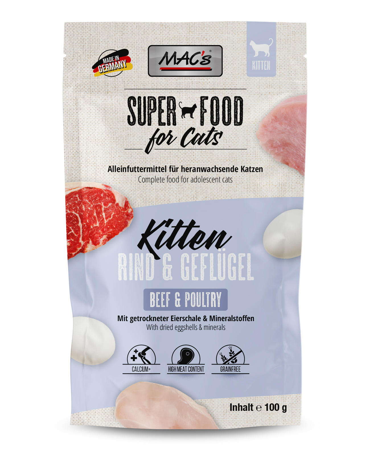 MAC's Cat Pouchpack Kitten Rind & Geflügel 100g