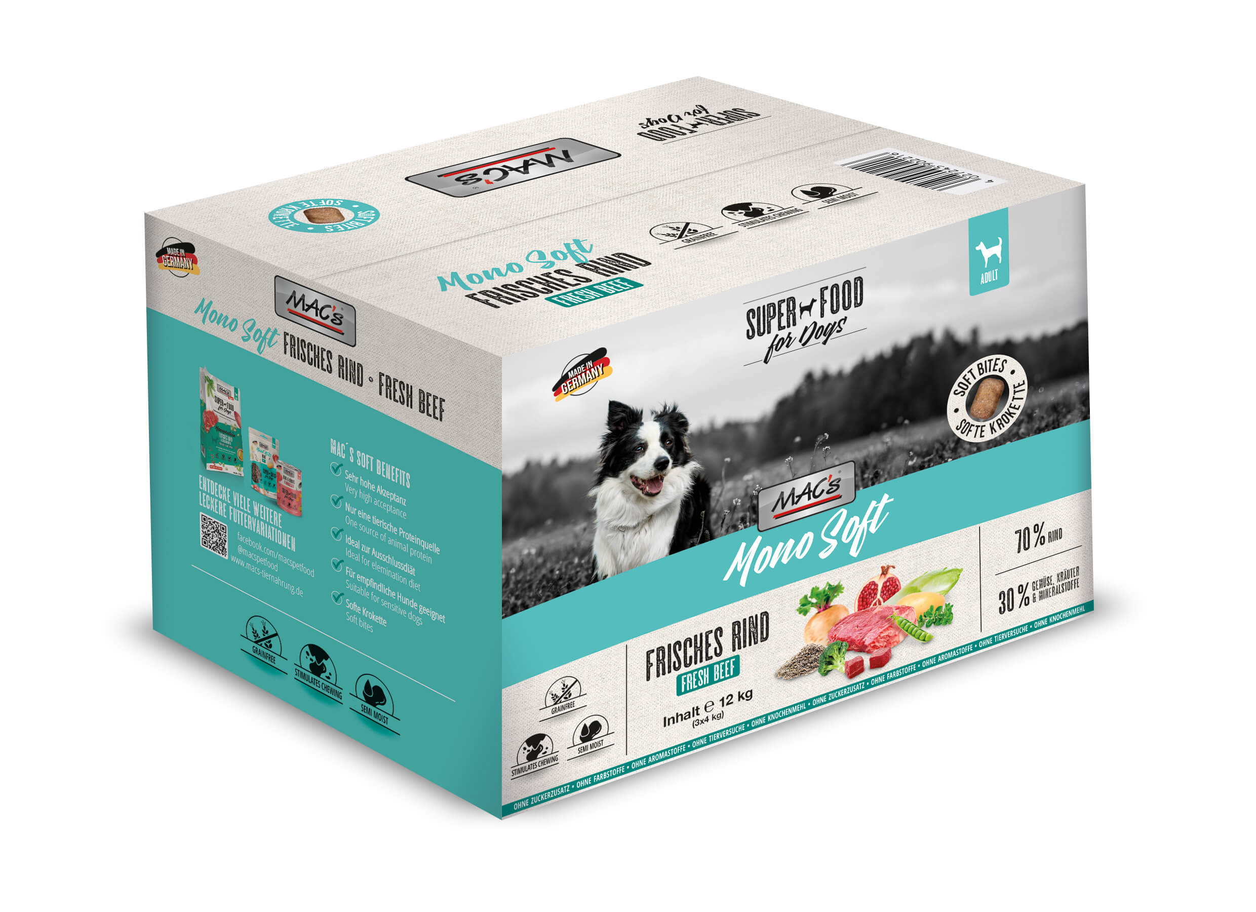 MAC's Dog Mono Soft - Frisches Rind 3x4kg