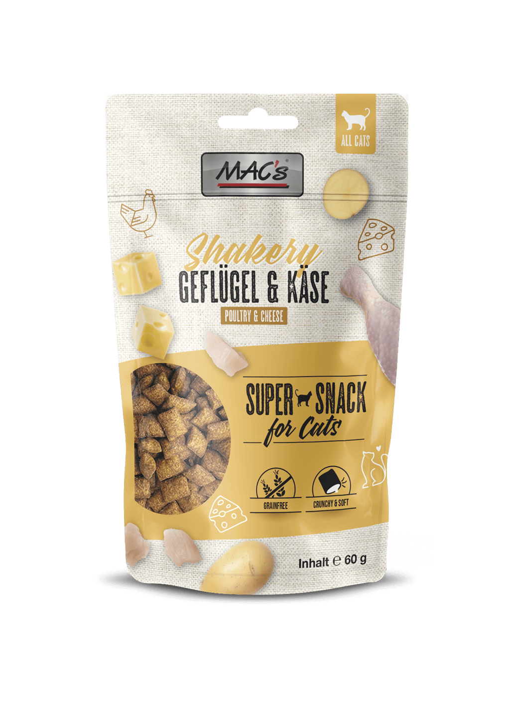MAC's Cat Shakery Snacks Geflügel & Käse 60g MAC's Cat Shakery Snacks Geflügel & Käse 60g