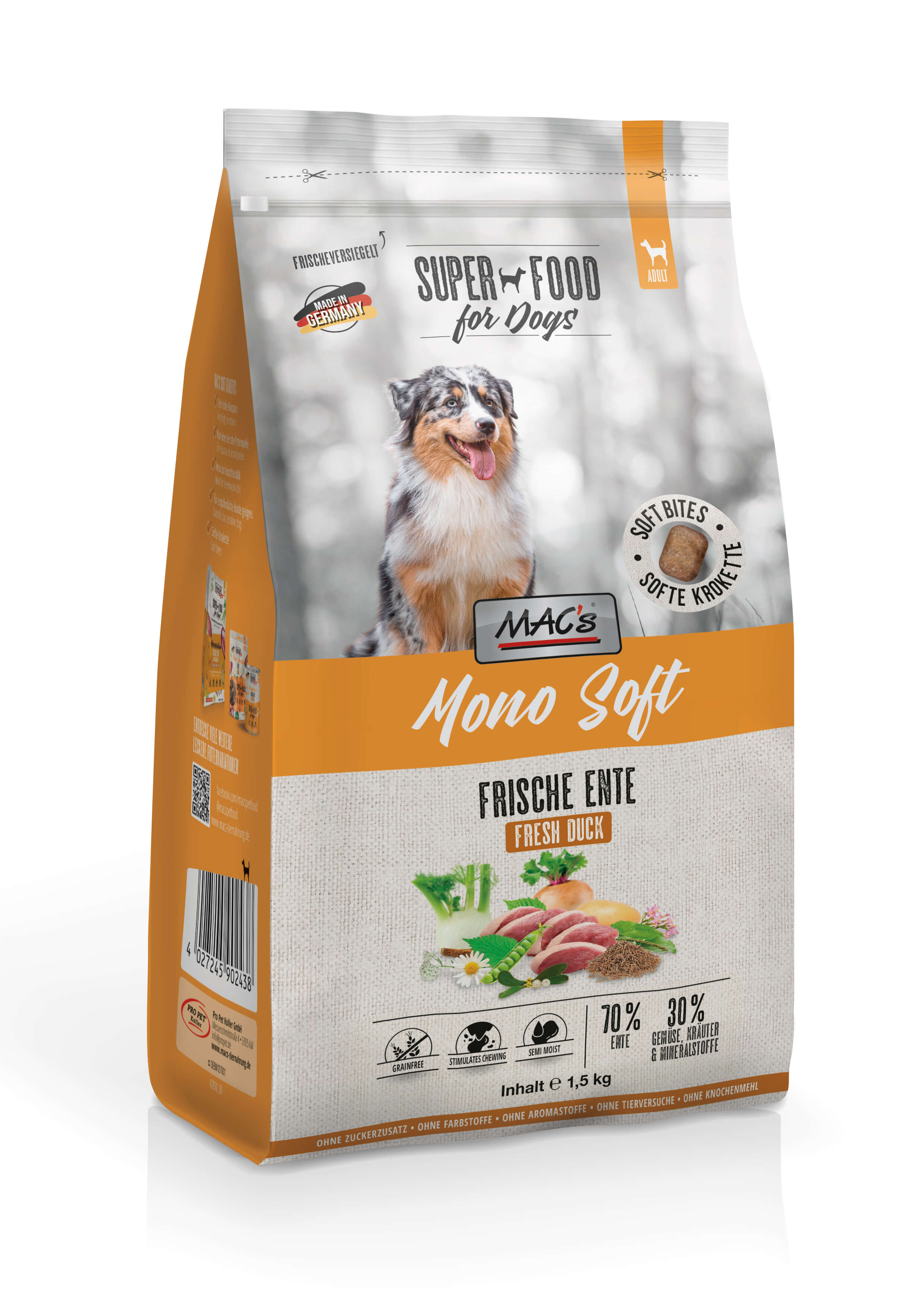 MAC's Dog Mono Soft - Frische Ente 1,5kg