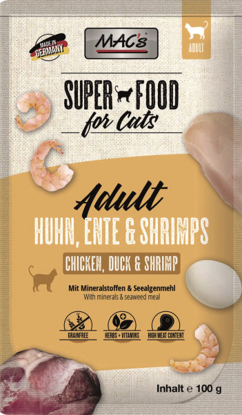 MACs Cat Pouchpack Huhn, Ente & Shrimps 100g