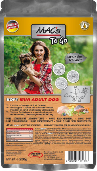 MACs Dog Soft Mini "to go" Huhn & Lachs 230g