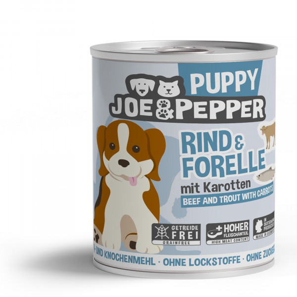 Joe & Pepper Dog Puppy Rind & Forelle 800g