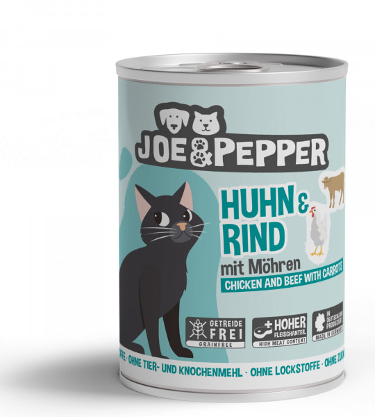 Joe & Pepper Cat Huhn und Rind mit Möhren 400g