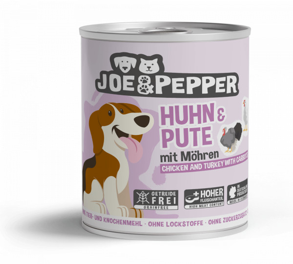 Joe & Pepper Dog Huhn & Pute mit Möhren 800g