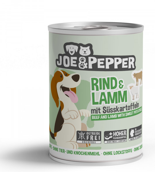 Joe & Pepper Dog Rind & Lamm mit Süßkartoffel 400g