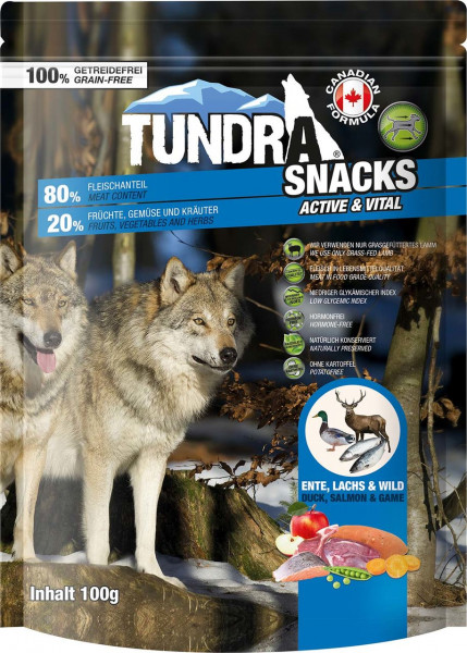 Tundra Snack Active & Vital Ente,Lachs,Wild 100g