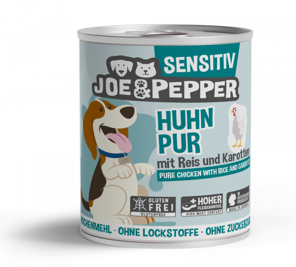 Joe & Pepper Dog Huhn pur mit Reis & Karotten 800g