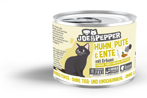 Joe & Pepper Cat Huhn, Pute & Ente mit Erbsen 200g